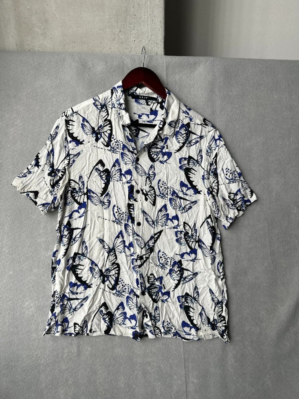 Ksubi Shirt Mens M Hi Future Butterfly Print Short Sleeve Button Up Viscose